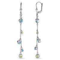 Pendant d'oreilles Argent Zircone coloré, 10 Pierres Rhodié-595095