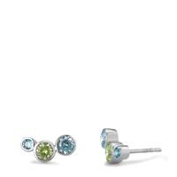 Clous d'oreilles Argent Zircone coloré, 6 Pierres Rhodié-595096