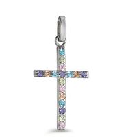 Pendentif Argent Zircone coloré, 17 Pierres Rhodié-595102