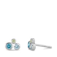 Clous d'oreilles Argent Zircone coloré, 6 Pierres Rhodié Ø7.5 mm-595103