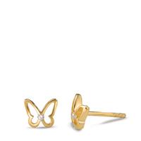 Clous d'oreilles Or jaune 9K Zircone 2 Pierres Papillon Ø6 mm-595431