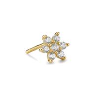 Clous d'oreille à l'unité Or jaune 18K Zircone 7 Pierres Fleur Ø6 mm-595494