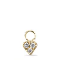 Charms Or jaune 18K Zircone 3 Pierres Coeur Ø5 mm-595511