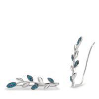 Boucle d'oreille glissante Argent Zircone bleu Rhodié Feuille-595546