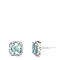 Clous d'oreilles Argent Topaze bleu Rhodié Ø10 mm-595561