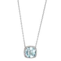 Collier Argent Topaze bleu Rhodié 40-45 cm-595565