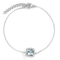 Bracelet Argent Topaze bleu Rhodié 16.5-19.5 cm-595568