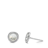 Clous d'oreilles Argent Zircone blanc, 2 Pierres Rhodié Pierre du Mois Ø9 mm-595786