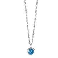Chaînette avec pendentif Acier inoxydable Zircone bleu 42 cm Ø7 mm-595806
