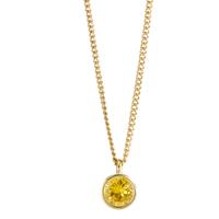 Chaînette avec pendentif Acier inoxydable Zircone jaune PVD 42 cm Ø9.5 mm-595833