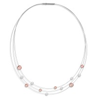 Collier Acier inoxydable, Aluminium perle de culture blanc, 5 mm 45 cm-595954
