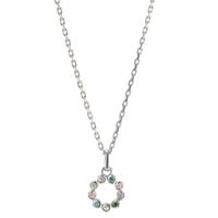 Chaînette avec pendentif Argent Zircone coloré, 9 Pierres Rhodié 40-42 cm Ø9 mm-596202