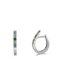 Créoles à charnières Argent Zircone coloré, 10 Pierres Rhodié-596204