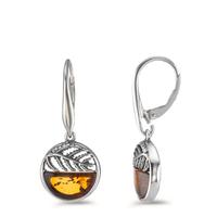 Pendant d'oreilles Argent Ambre 2 Pierres Rhodié-596337