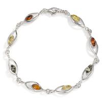 Bracelet Argent Ambre 8 Pierres Rhodié 18.5 cm-596349