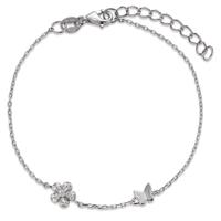 Bracelet Argent Zircone 6 Pierres Rhodié Fleur 16-19 cm-596372