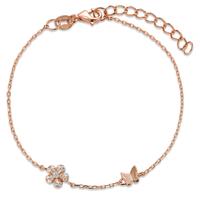 Bracelet Argent Zircone 6 Pierres rosé Plaqué or Fleur 16-19 cm-596373