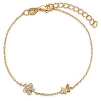 Bracelet Argent Zircone 6 Pierres jaune Plaqué or Fleur 16-19 cm-596374