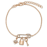 Bracelet Argent Zircone rosé Plaqué or 16-19 cm-596379