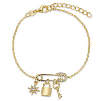Bracelet Argent Zircone jaune Plaqué or 16-19 cm-596380