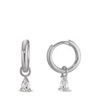 Créoles à charnières Argent Zircone 2 Pierres Rhodié-596417