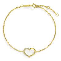 Bracelet Argent Zircone jaune Plaqué or Coeur 16-18 cm-596719