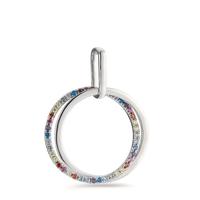 Pendentif Argent Zircone coloré Rhodié Ø20 mm-597246