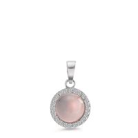 Pendentif Argent Quartz rose Rhodié-597259