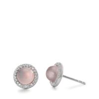Clous d'oreilles Argent Quartz rose Rhodié Ø9 mm-597260
