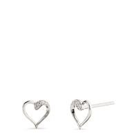 Clous d'oreilles Or blanc 9K Zircone 8 Pierres Coeur Ø7 mm-597639