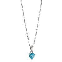Chaînette avec pendentif Argent [synth. Aquamarin] Rhodié Coeur 42-45 cm Ø6.5 mm-597734