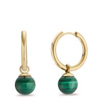 Créoles avec pendentif Acier inoxydable Malachit 2 Pierres jaune PVD-597948