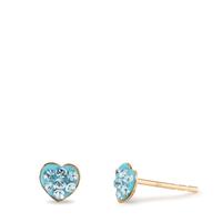 Clous d'oreilles Or jaune 14K Cristal bleu, 14 Pierres Coeur Ø4.5 mm-597993