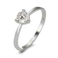 Bague solitaire Or blanc 14K Zircone Ø4.5 mm-598028