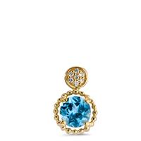 Anhänger 585/14 K Gelbgold Topas blau, Diamant 0.017 ct, 7 Steine, w-si-598079