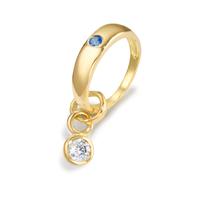 Bague de baptême Or jaune 18K Saphir 2 Pierres Ø11 mm-598259