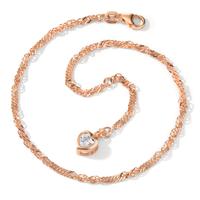 Chaînette de cheville Argent Zircone rosé Plaqué or Coeur 23-26 cm-598381
