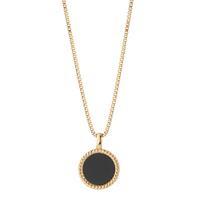Chaînette avec pendentif Acier inoxydable Onyx jaune PVD 42 cm Ø16 mm-598484