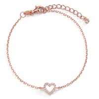 Bracelet Argent Zircone rosé Plaqué or Coeur 17-20 cm-598598