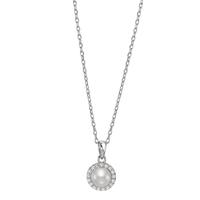 Collier Argent Zircone Rhodié perle de culture blanc 42-45 cm Ø8 mm-598674