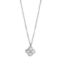Collier Argent Zircone 4 Pierres Rhodié Fleur 42-45 cm Ø7.5 mm-598675