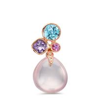 Pendentif Or rouge 18K Quartz rose, Saphir rose, Améthyste, Topaze bleu, Diamant 0.02 ct, 3 Pierres, w-si-598684