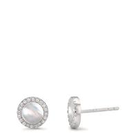 Clous d'oreilles Argent Zircone Rhodié nacre blanc Ø8 mm-598727