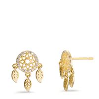 Pendant d'oreilles Argent Zircone jaune Plaqué or Attrape-Rêves Ø10 mm-598765