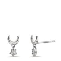 Pendant d'oreilles Argent Zircone 2 Pierres Rhodié Lune-598776