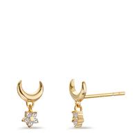 Pendant d'oreilles Argent Zircone 2 Pierres jaune Plaqué or Lune-598777