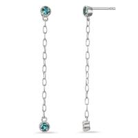 Pendant d'oreilles Argent Zircone aqua, 4 Pierres Rhodié-598832