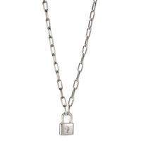 Collier Argent Zircone Rhodié Serrure 40-45 cm-598839