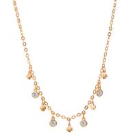 Collier Bronze Zircone 4 Pierres Plaqué or Feuille de Trèfle 39-44 cm-598841