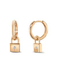 Créole avec pendentif Bronze Zircone 2 Pierres Plaqué or Serrure-598847